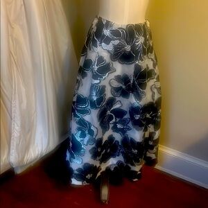 STINE GOYA Black and Gray Floral Midi Skirt